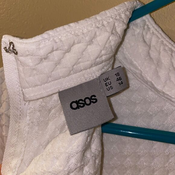 ASOS | Women's Dress White Textured Square Pattern Zip Back‎ | 14 - Picture 2 of 9